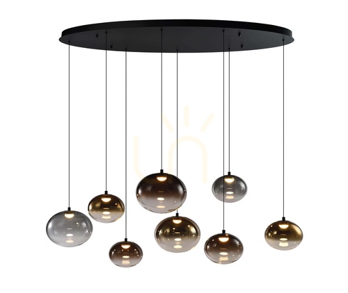 Check PESARO Black Oval Figure-8 Pendant Light 7082-802 Aviano