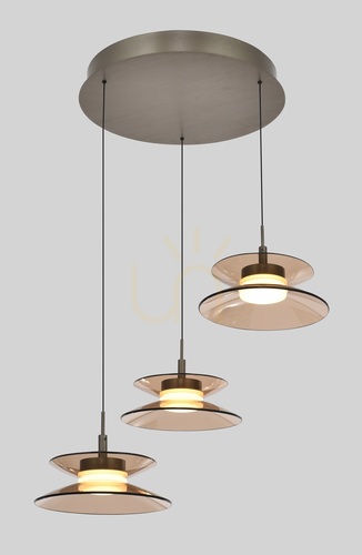Check CREMA Round 3-Light Pendant Lamp, Brown / Coffee Shade 5058-321 Aviano