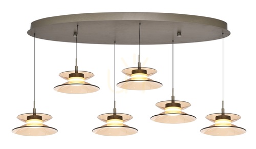 Check CREMA Oval 6-Light Pendant Lamp, Brown / Coffee Shade 7058-621 Aviano