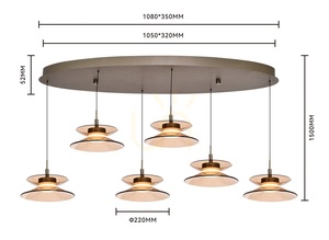 CREMA Oval 6-Light Pendant Lamp, Brown / Coffee Shade 7058-621 Aviano small 5