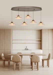 CREMA Oval 6-Light Pendant Lamp, Brown / Coffee Shade 7058-621 Aviano small 0