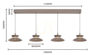 GUBBIO Straight 4-Light Pendant Lamp, Cashmere, 7060-413 Aviano small 7