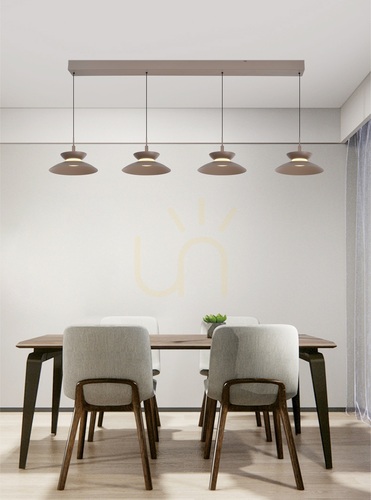 Check GUBBIO Straight 4-Light Pendant Lamp, Cashmere, 7060-413 Aviano