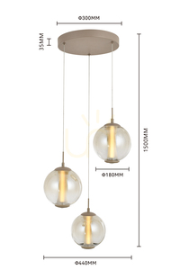 ORLEANS Round Trio Pendant Light, Cashmere, 5041-313 Aviano small 6