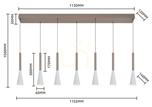 TROMPTO "Seven" Straight Pendant Light, Cashmere 7050-724 Aviano small 6
