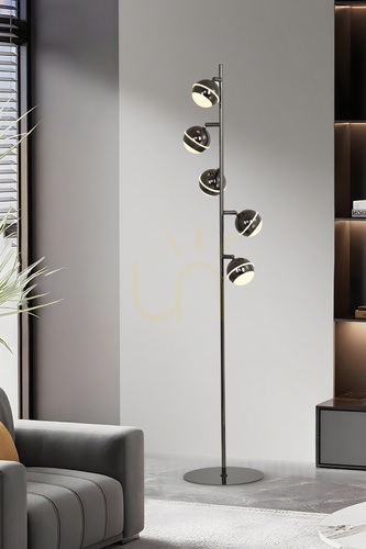 Check BIARRITZ "Five" Floor Lamp, Black Chrome, 3047-505, Aviano