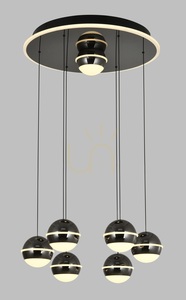 BIARRITZ Round 7-Light Pendant Lamp, Black Chrome, 5047-805, Aviano small 1