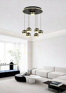 BIARRITZ Round 7-Light Pendant Lamp, Black Chrome, 5047-805, Aviano small 5