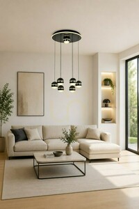 BIARRITZ Round 7-Light Pendant Lamp, Black Chrome, 5047-805, Aviano small 0