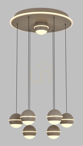Check BIARRITZ Round 7-Light Pendant Lamp, Cashmere, 5047-813 Aviano