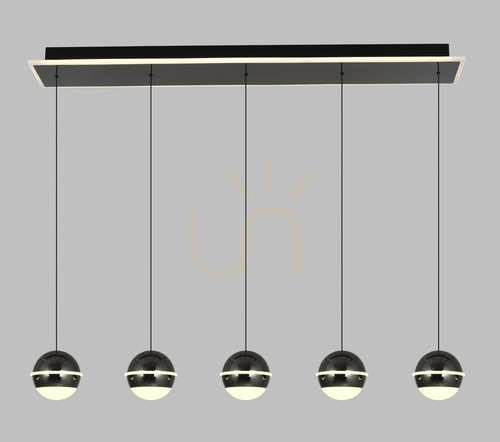 Check BIARRITZ 5-Light Straight Pendant Lamp, Black Chrome 7047-605 Aviano