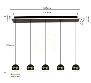 BIARRITZ 5-Light Straight Pendant Lamp, Black Chrome 7047-605 Aviano small 4