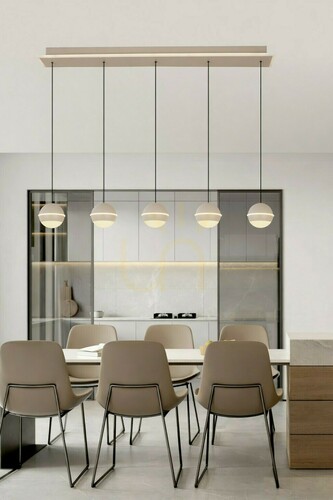 Check BIARRITZ Straight 5-Light Pendant Lamp, Cashmere, 7047-613 Aviano