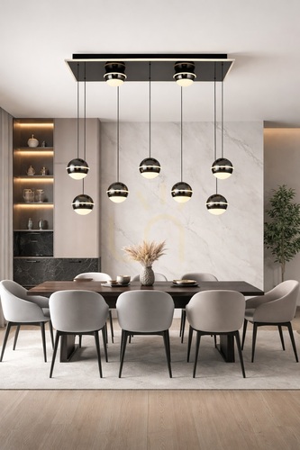 Check BIARRITZ Rectangular "8" Pendant Light, Black Chrome, 7047-905, Aviano