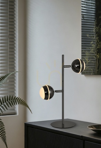 Check BIARRITZ Double Floor Lamp, Black Chrome, 8047-205, Aviano