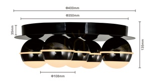 BIARRITZ Round 5-Light Ceiling Light, Black Chrome, 9047-505, Aviano small 5