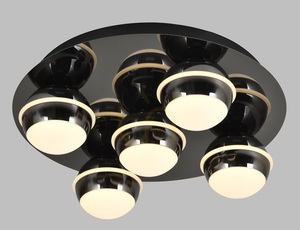 BIARRITZ Round 5-Light Ceiling Light, Black Chrome, 9047-505, Aviano small 0