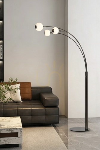 Check LUBERON "Trio" Floor Lamp, Black Chrome, 3051-305, Aviano