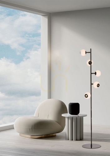 Check LUBERON 5-LED Floor Lamp, Black Chrome, 3051-505, Aviano