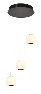 LUBERON Round LED Three-Light Pendant Light, Black Chrome, 5051-305, Aviano small 2