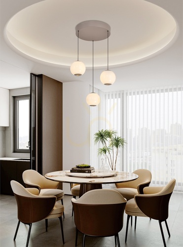 Check LUBERON Round LED Three-Light Pendant Lamp, Cashmere, 5051-313 Aviano