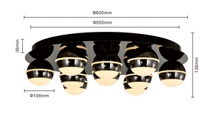 BIARRITZ Round LED Ceiling Light, Black Chrome, 9047-1005, Aviano small 7