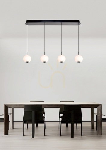 Check LUBERON 4-Light Straight LED Pendant Light, Black Chrome, 7051-405, Aviano