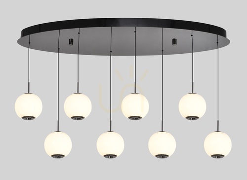 Check LUBERON Black Chrome Oval Figure-8 LED Pendant Light 7051-805 Aviano
