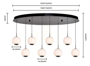 LUBERON Black Chrome Oval Figure-8 LED Pendant Light 7051-805 Aviano small 6