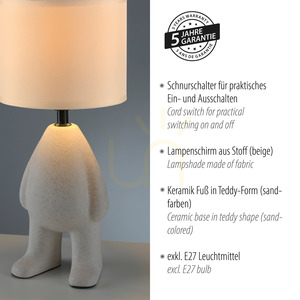 JUST LIGHT TED 14191-39 table lamp, beige, 38 cm, 1×E27 small 4