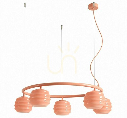 Check Puff Glaze 5 Ring Coral ALDEX 1160F11_R Pendant Light