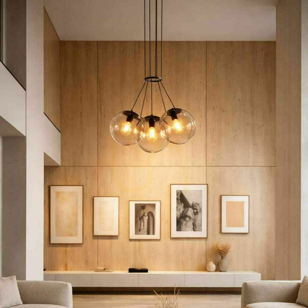 Check Cluster Pendant Light s.luce Orb, 3-Light Clear Glass Globes, E27 Cluster Pendant Light s.luce Orb, 3-Light Clear Glass Globes, E27