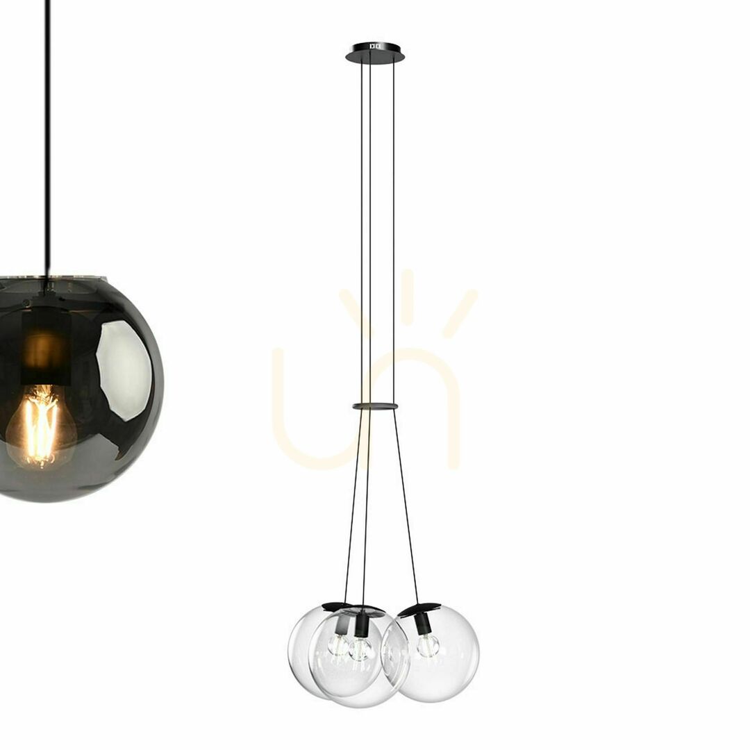 Display Cluster Pendant Light s.luce Orb, 3-Light Smoky Glass Globes, 40 cm Cluster Pendant Light s.luce Orb, 3-Light Smoky Glass Globes, 40 cm