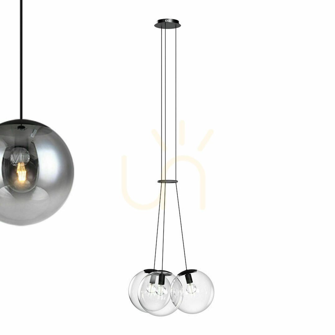 Show Cluster Pendant Light s.luce Orb, 3-Light Smoky Glass Globes, 40 cm Cluster Pendant Light s.luce Orb, 3-Light Smoky Glass Globes, 40 cm