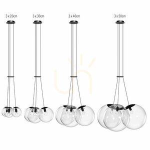 Cluster Pendant Light s.luce Orb 3-Light Smoked Glass Globes, 40 cm small 6