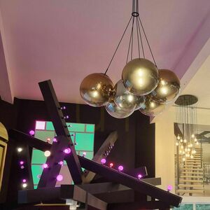 Cluster Pendant Light s.luce Orb 3-Light Brown Glass Globe, 40 cm small 5
