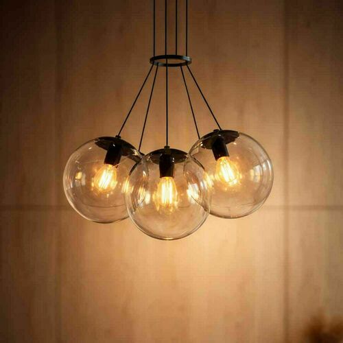 Check Cluster Pendant Light s.luce Orb 3-Light Brown Glass Globes
