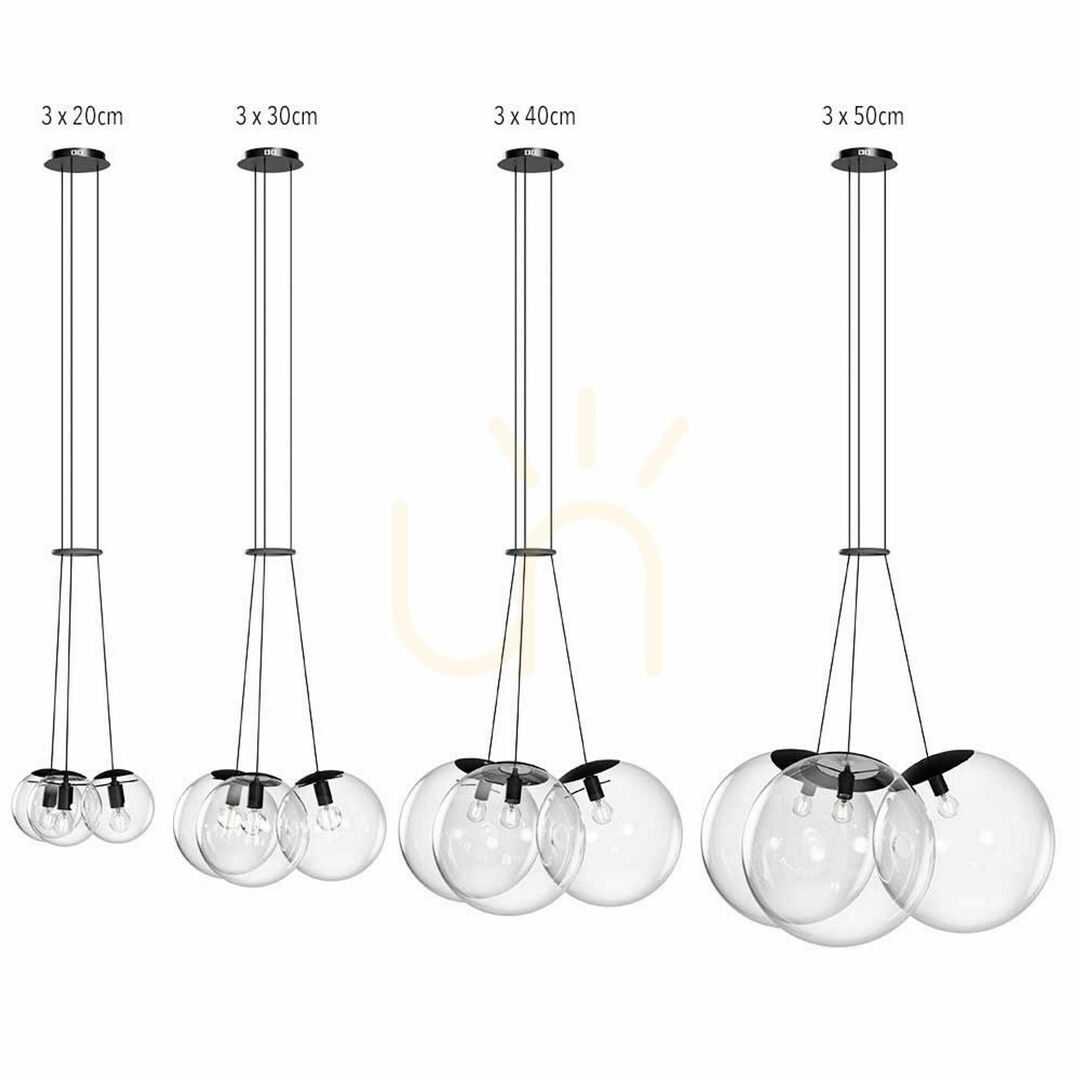 View Cluster Pendant Light s.luce Orb 3-Light Smoky Glass Globe E27 30 cm Cluster Pendant Light s.luce Orb 3-Light Smoky Glass Globe E27 30 cm