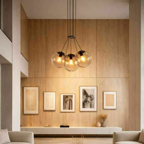 Check Cluster Pendant Light s.luce Orb, 3-Light Brown Glass Globes, 50 cm