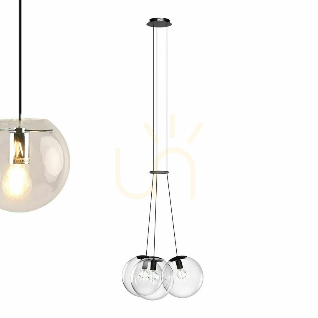View Cluster Pendant Light s.luce Orb 3-Light Clear Glass Globes, 50 cm Cluster Pendant Light s.luce Orb 3-Light Clear Glass Globes, 50 cm