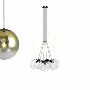 Cluster Pendant Light s.luce Orb, 7-Light Glass Globes, Copper small 9