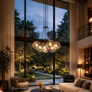 Cluster Pendant Light s.luce Orb, 7-Light Glass Globes, Copper small 0