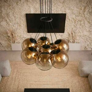 7-Light Cluster Pendant Light s.luce Orb Smoky Glass Globe Chandelier, 50 cm small 1