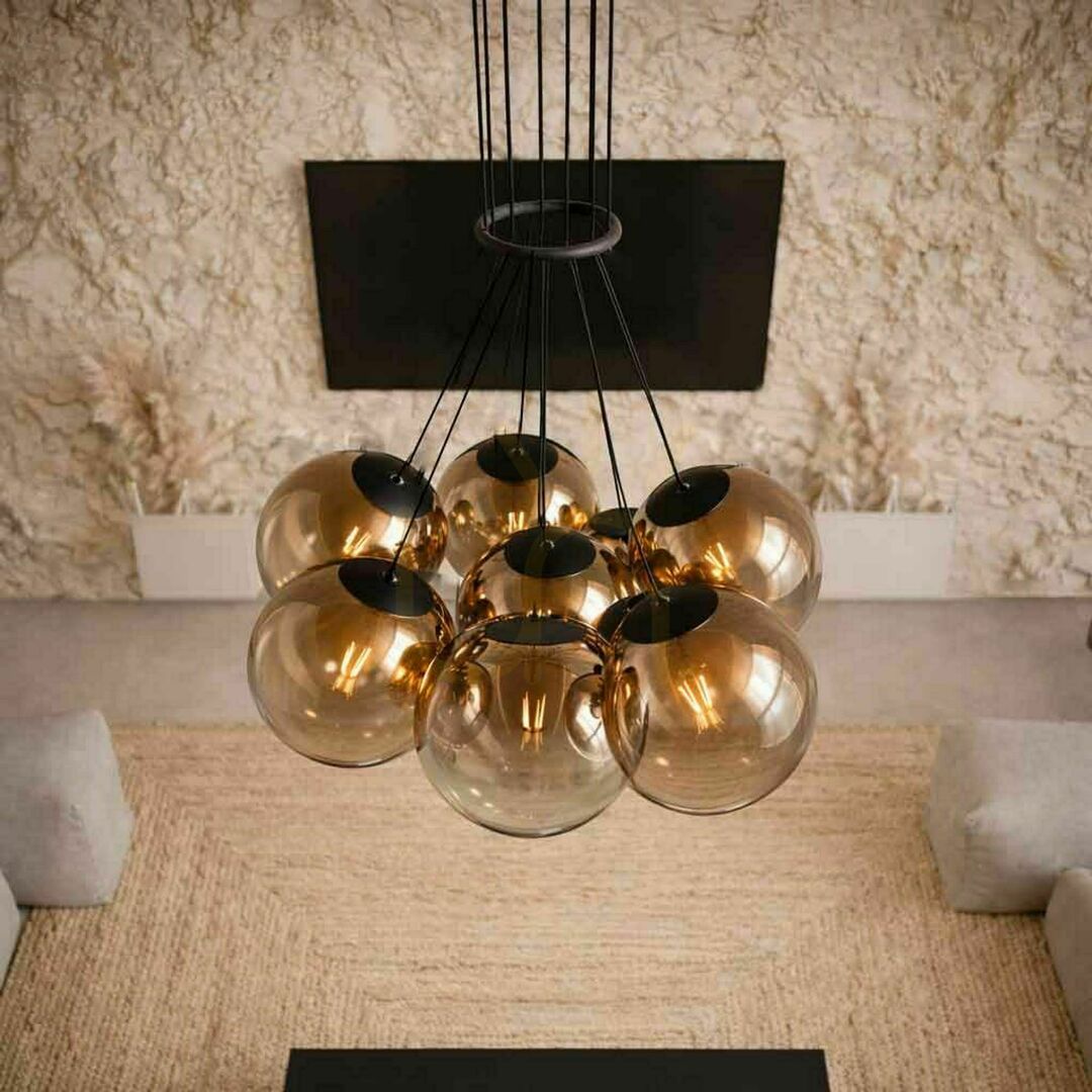 View Cluster Pendant Light s.luce Orb 7-Light Clear Glass Globe Chandelier E27 Cluster Pendant Light s.luce Orb 7-Light Clear Glass Globe Chandelier E27