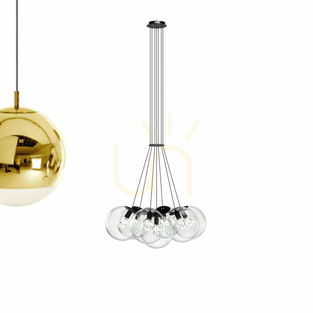 Show Cluster Pendant Light s.luce Orb 7-Light Clear Glass Globe Chandelier E27 Cluster Pendant Light s.luce Orb 7-Light Clear Glass Globe Chandelier E27