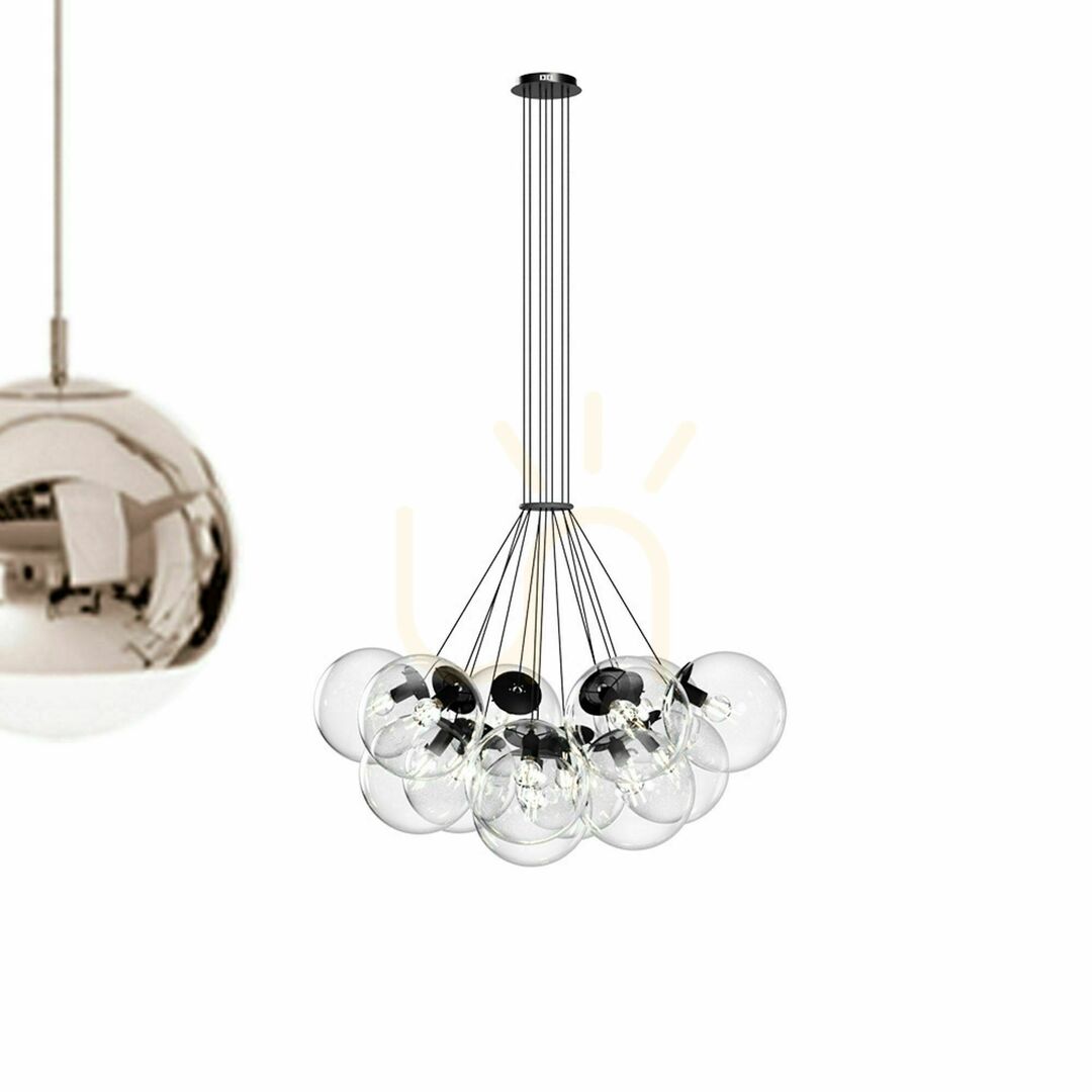 Show Cluster Chandelier s.luce Orb 13-Light Clear Glass Globe Pendant Light Cluster Chandelier s.luce Orb 13-Light Clear Glass Globe Pendant Light