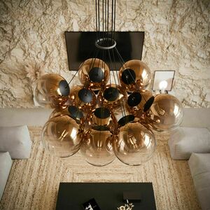13-Light Cluster Glass Globe Chandelier s.luce Orb, Smoked Glass, E27 4 13-Light Cluster Glass Globe Chandelier s.luce Orb, Smoked Glass, E27 small 4