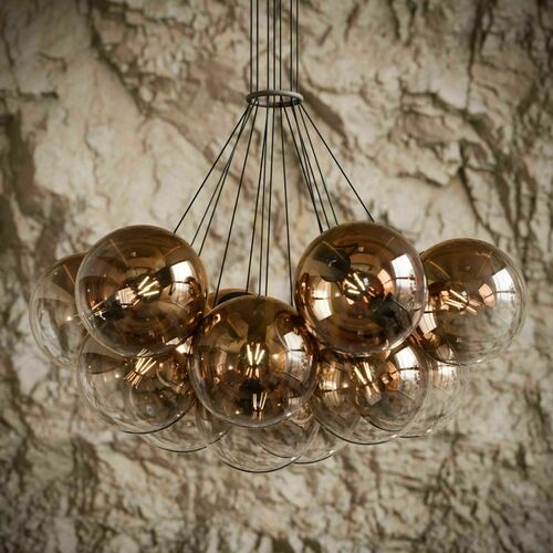 Check Cluster Chandelier s.luce Orb 13-Light Clear Glass Globe Pendant