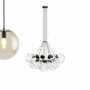 Glass Globe Cluster Chandelier s.luce Orb, 13-Light, Brown, E27 small 8