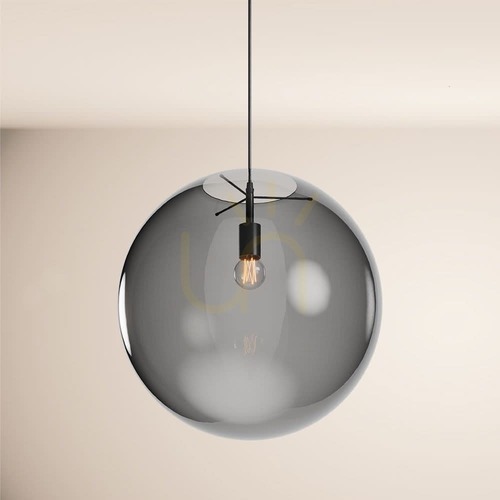 Check Pendant Light s.luce Orb 50 cm Smoky Glass Globe with Black Suspension and 5 m Cable